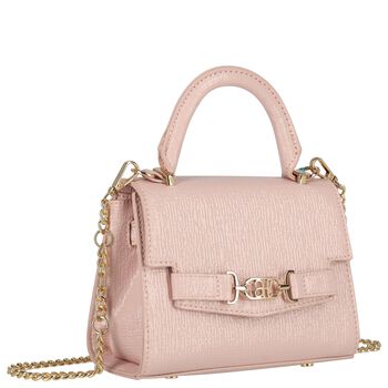 Girls Metallic Pink Textured Faux Leather Handbag